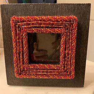 Small red beaded picture frame